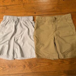 Boys Duo Gray and Tan Golf Shorts Set